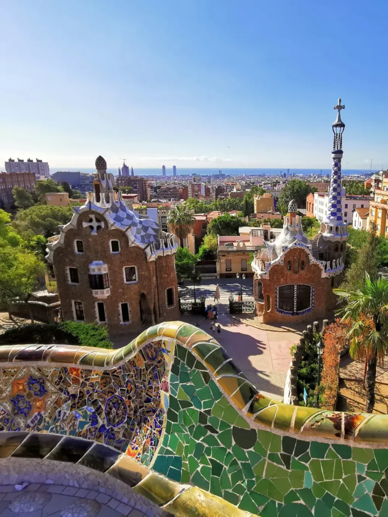 Colorful rooftops of Barcelona seen from Park Güell.